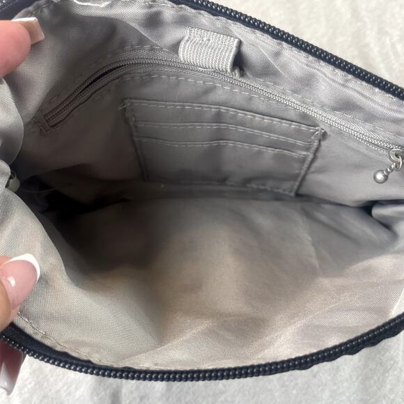 Baggallini Crossbody Wristlet Clutch Gray Floral Geometric Purse - Picture 4 of 8